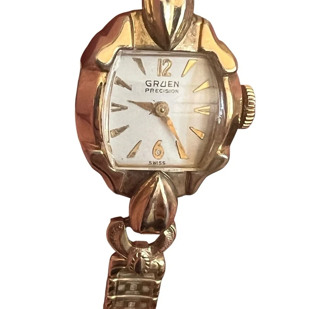 Gruen Precision Vtg Mechanical FULLY WOUND 10K Rolled Gold Plated Bezel 17 Jewel